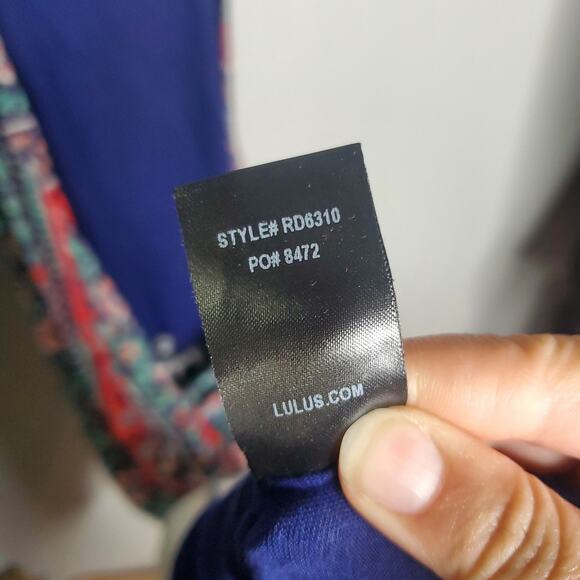 Lulus Kiss the Sky Halter Open Back Midi Dress Women's Size Medium Blue Red - Picture 10 of 15